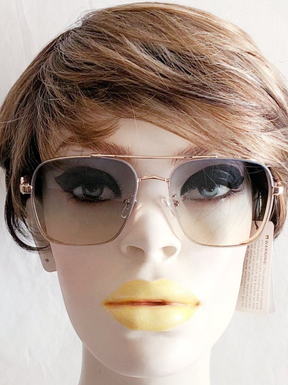 Top Gun Style Square Aviator Sunglasses Gray Tan Ombre Lens
